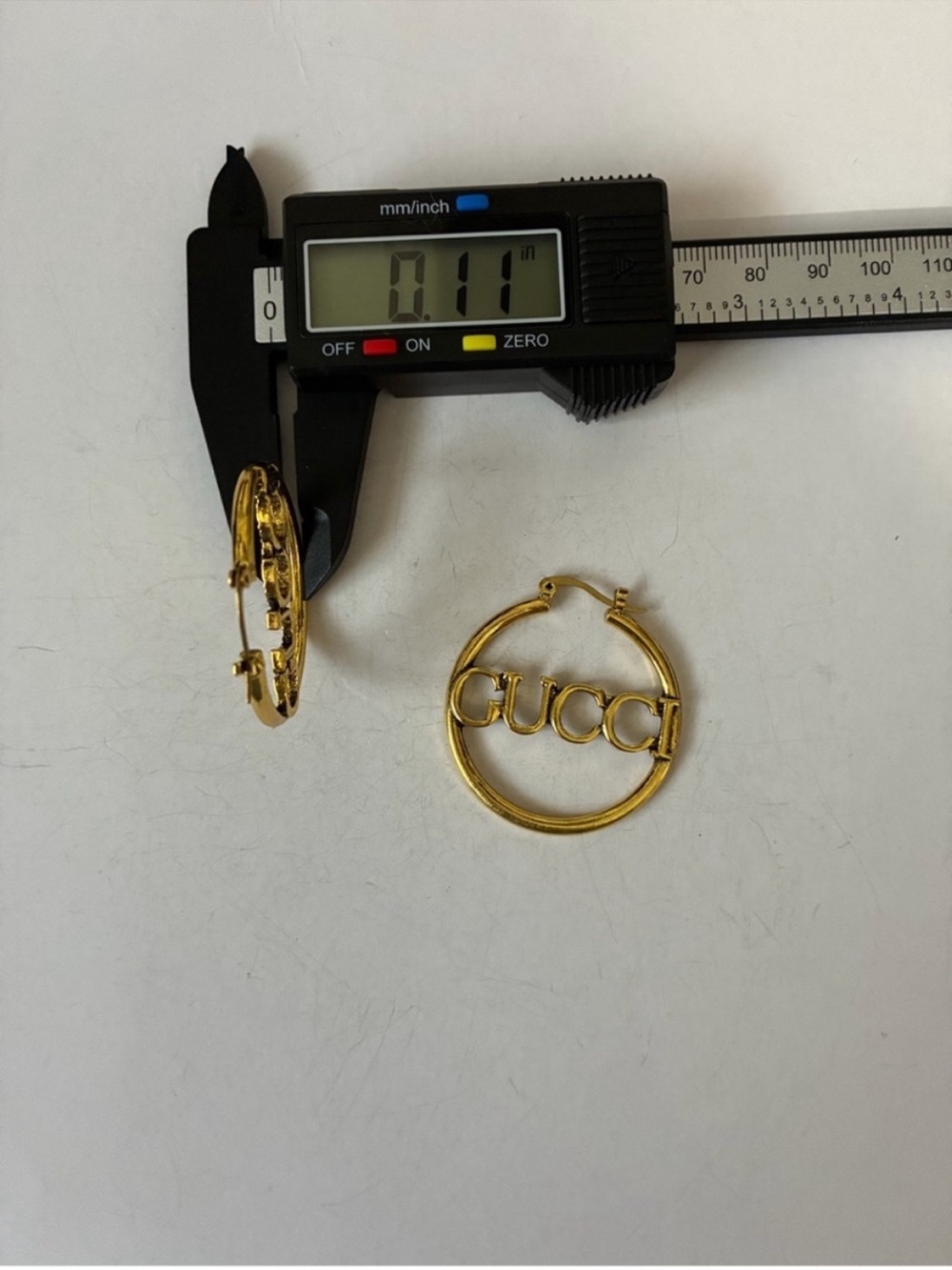 Gold GUCCI Logo Hoop Earrings - Picture 8 of 8